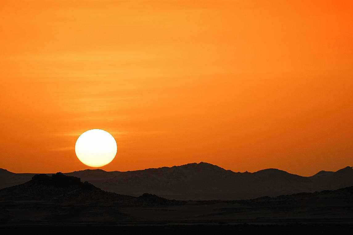 Sunset in the Gilf el Kebir desert, Egypt Sahara